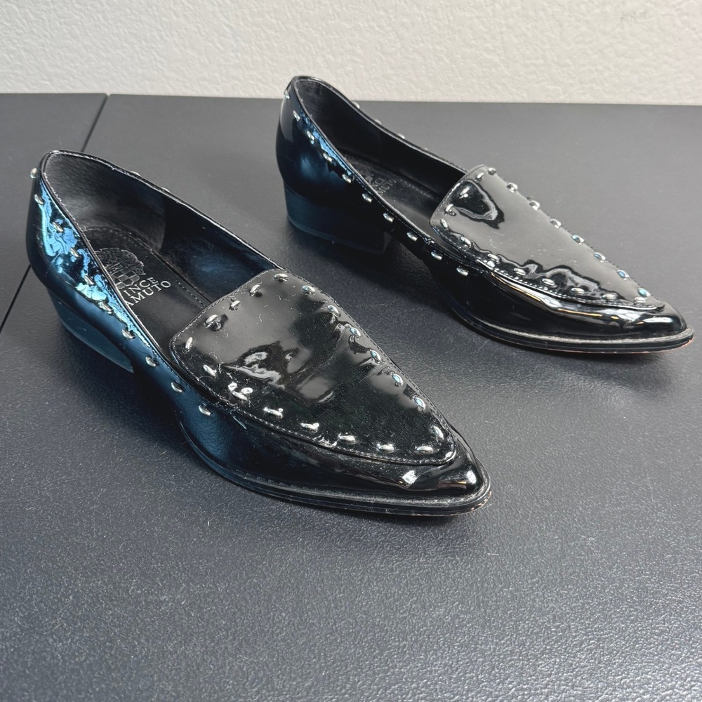 Vince Camuto Bibelle Patent Leather Pointed Toe Studded Loafer Women's Size 8M